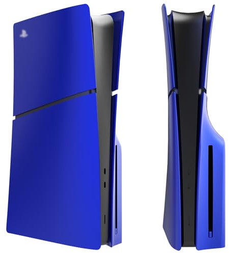 PEYANZ Frontplatte für PS5 Slim Konsole, ABS-Schale, kratzfest, staubdicht, extra 2 Controller-Abdeckungen (Blau, Slim-Disc Edition)