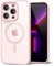 oakxco for iPhone 13 Pro Case Clear Magnetic Compatible with Magsafe, Thin Slim Transparent Non Yellowing, Hybrid Soft Silicone Bumper & Hard Plastic Protective Cover for Women, Light Pink