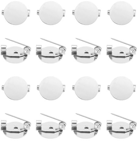 UNICRAFTALE 40 Stk Flache Runde Broschen Herstellung Zubehör Edelstahl Broschen Lünetten Set Flache Pad Rohlinge Broschen Für Abzeichen Corsage DIY Schmuckherstellung 14 mm