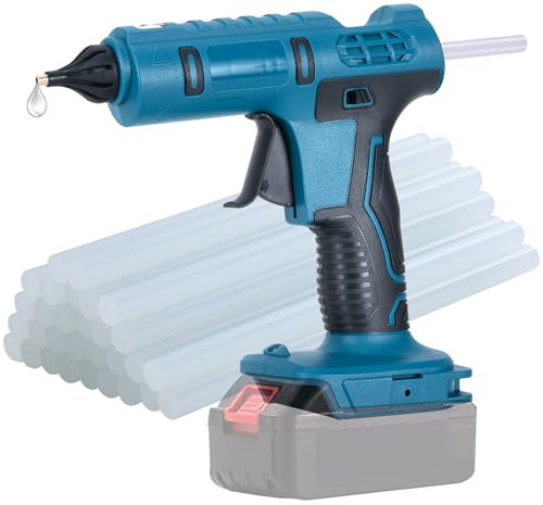 Umelee Pistola Silicona Caliente Inalámbrica con 30 Barras Pegamento, Pistola Pegamento Caliente Compatible con Ma-ki-ta 18V, Pistola de Silicona para Manualidades Bricolaje Reparaciones (Sin Batería)