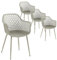 buybyroom Juego de 4 sillas de comedor con reposabrazos, respaldo, patas de metal, sillas de cocina, sillas de comedor, sillas de plástico, asiento para cocina, dormitorio, comedor, gris