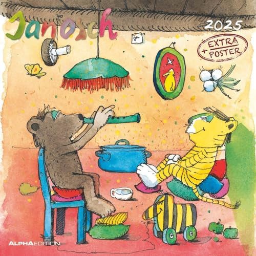 Janosch - Broschurkalender 2025 - Alpha Edition-Verlag - Kinderkalender mit Poster - Wandkalender mit Janoschs Illustrationen und Platz für Eintragungen - 30 cm x 30 cm (offen 30 cm x 60 cm)