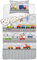 Kinderbettwäsche 100x135 cm aus 100% Baumwolle Weich und farbenfroh | Bettwäsche Kinder Perfekt für Mädchen und Jungen | Hochwertig und pflegeleicht Baby Bettwäshe mit Reißverschluss | Auto 047