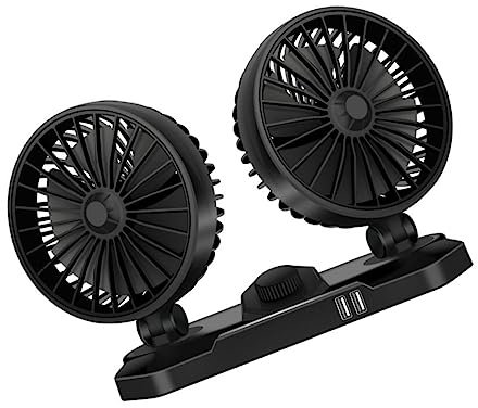 Uonlytech Ventilador De Aire Para Coche Usb 2 Cabezales 360 Grados Giratorio Silencioso