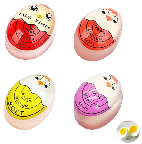 JINJUMEI 4 Pièces Minuteur pour Oeuf, Minuteur D'oeufs en Résine, Couleur Changeante Oeuf Minuteur, Minuteur Oeuf Réutilisable, Thermique Egg Timer pour la Maison, L'École, Le Restaurant