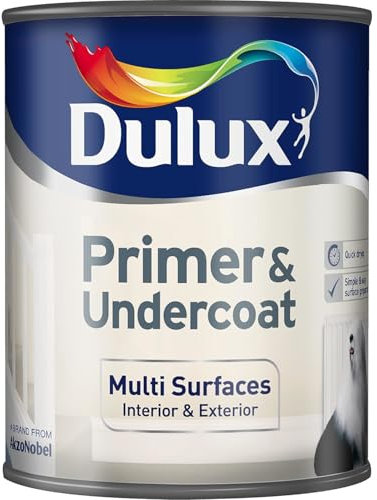 AMK® Dulux Multi Purpose Primer & Undercoat Paint White 750ml Water Based Formula Ideal For Wood Metal Masonry Surfaces Interior Exterior Application Quick Dry Low Odour