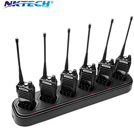 NKTECH Caricabatterie rapido universale a 6 vie per BaoFeng Pofung UV-82 UV-82HP UV-82C UV-82L UV-82X UV-8D radio bidirezionale 7,4 V batterie agli ioni di litio accessori (confezione da 1, nero)