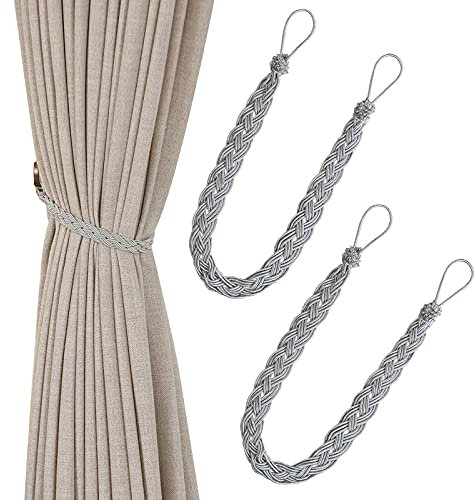 Handgestrickte Vorhang-Raffhalter, einfacher Vorhanghalter und Zubehör grau