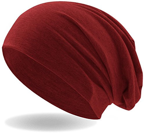 Hatstar® Klassische Slouch Long Beanie Mütze | leicht und weich | für Damen und Herren | Übergangsmütze für Frühling und Sommer (Dunkel Rot)