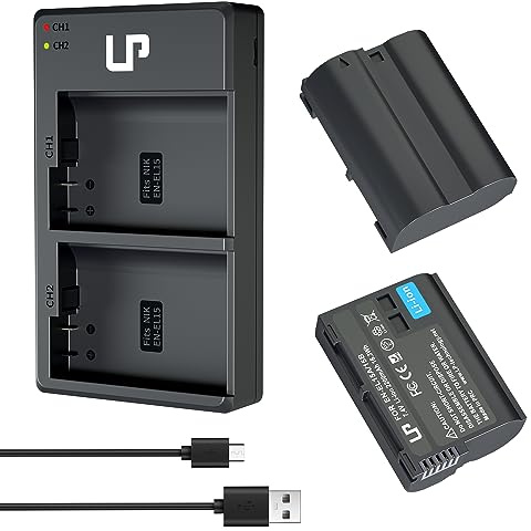 LP EN-EL15 EN-EL15a Akku 2200mAh 2er Pack mit Ladegerät para cámaras Nikon | Kompatibel mit Nikon D500 D600 D610 D750 D7000 D7100 D7200 D7500 D800 D800e D810 D810a D850 Z5 Z6 Z 6II Z7 Z 7II Z8 Kameras