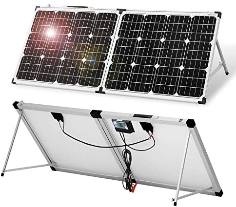 DOKIO Panel Solar Monocristalino PLEGABLE 100w con REGULADOR y MALETA,ALTA EFICIENCIA,ROBUSTO,FáCIL DE LLEVAR