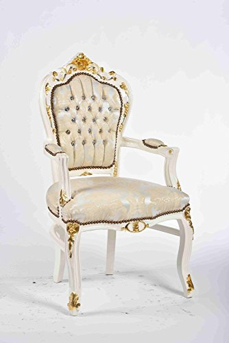 arterameeferro Sillón barroco Luxury de madera lacada blanca con incrustaciones doradas