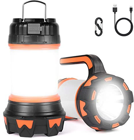 flintronic Lanterne LED Rechargeable, 1000 Lumens 4000mAh Lampe Camping 360°, Lampe Led Rechargeable Projecteur Portable, Ultra Puissante, Lampe de Camping 6 Modes, Câble USB Inclus, IPX4 Étanche