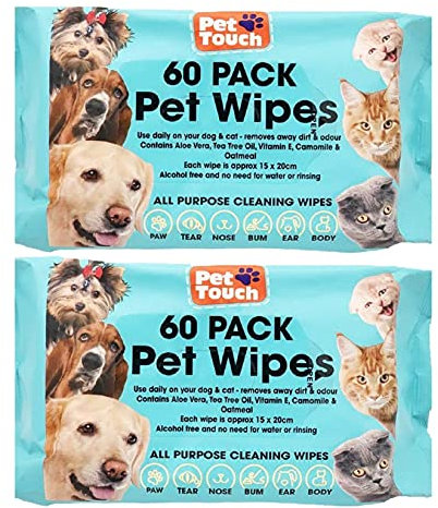 Multi Pack of Pet Grooming Wipes Count Deodorizing & Hypoallergenic Cleaning Wipes for Dogs & Cats All Natural Pet Wipes (120 Wipes)