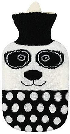 HIOD Wärmflasche mit Strickdeckel Dickwasserinjektion PVC Silikonkautschuk Wärmflasche Handwärmer Tasche,Panda,800ml