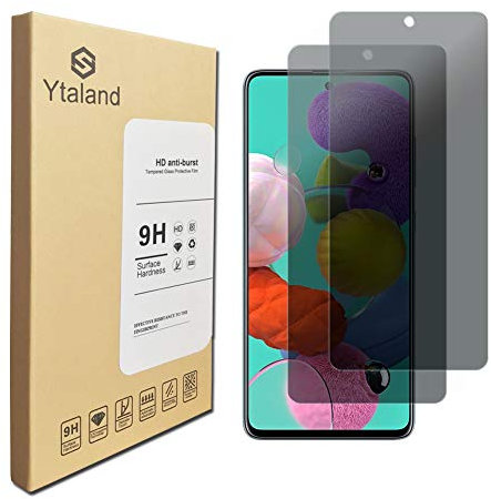 Ytaland 2 Stück Sichtschutz Schutzfolie für Samsung Galaxy A51 / Galaxy S20 FE(Die Fingerabdruck-Entsperrfunktion kann nicht verwendet werden), Anti-Spy Schutzglas, Privacy Sichtschutzfolie