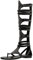 Jamron Donna Al Ginocchio Sandali Gladiatori Romani Rivetti Borchiati Cinturino Cerniera Sandali Infradito Nero SN020342 EU39.5