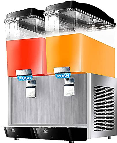 MNSSRN Vollautomatische Zwei-Zylinder-kalte Getränkemaschine, Heißgetränk heiße kalte doppelte Saft-Getränkemaschine Dual-Zylinder kann Obstteilchen halten,2