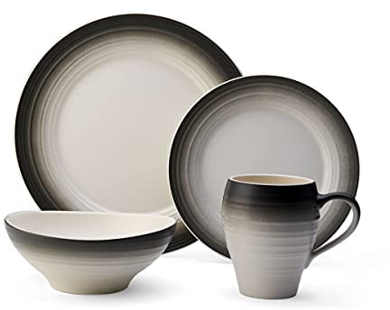 Mikasa Swirl 4-Piece Place Setting, Service for 1, Ombre Graphite
