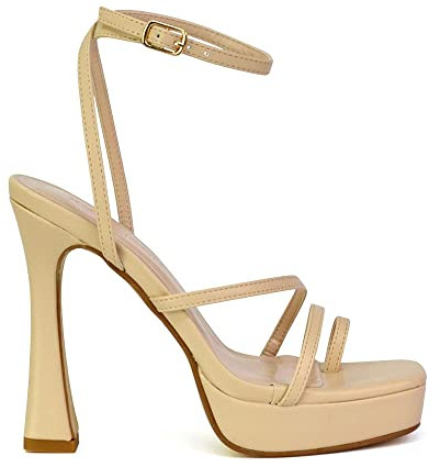 Womens Strappy Platform High Heel Shoes Ladies Square Toe Party Shoes Size 3-8