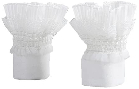 SUNTRADE Damen-Armband mit Spitze, Blumenmuster, geschichtet, Stretch-Armband, falsche Ärmel, Handgelenkmanschetten, weiß, M