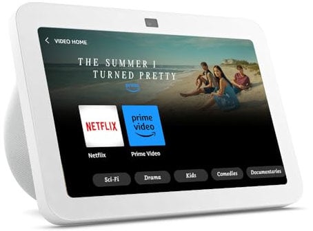 Certified Refurbished Echo Show 8 | 3rd generation (2023 release), HD smart touchscreen with spatial audio, smart home hub and Alexa, Glacier White