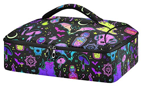 Funny Bright Witchy Elements Insulated Casserole Carriers for Hot Cold Food Portable Casserole Dish Carrier Bag Lasagna Lugger Tote for Travel Picnic Camping Party