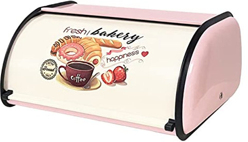 UPKOCH Brot-Behälter mit Rollendeckel, Brot-Aufbewahrungsbox, Edelstahl-Aufbewahrungsbehälter für Brot, Rosa