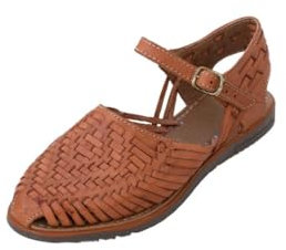 Huarache-Sandalen für Damen, buntes Leder, mexikanischer Stil, Farbe Shedron 1599, Knöchelriemen, Shedron, 38 EU