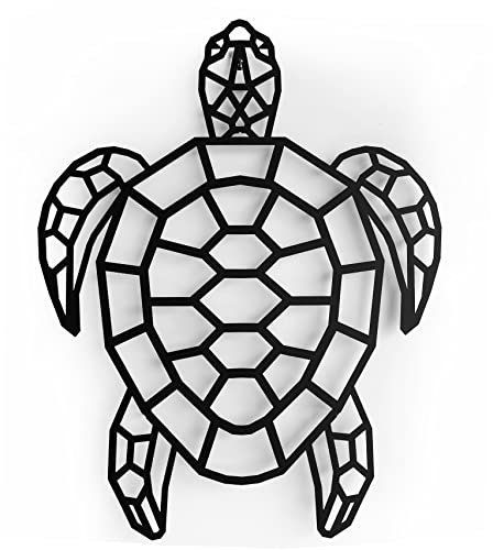 keluly Metalldeko Schwebende Wandskulptur mit Schatten Stahl (43 x 31 cm, Schildkröte)
