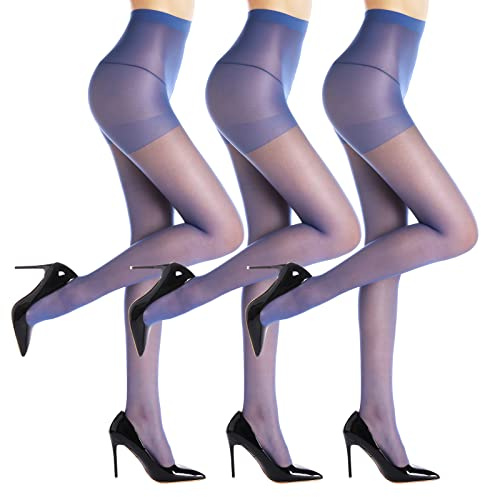 WAKUNA 3er Pack Damen 20DEN transparente Feinstrumpfhose | All Day Comfort Fit，Durable Wear-resistant，Skin-friendly & Breathable