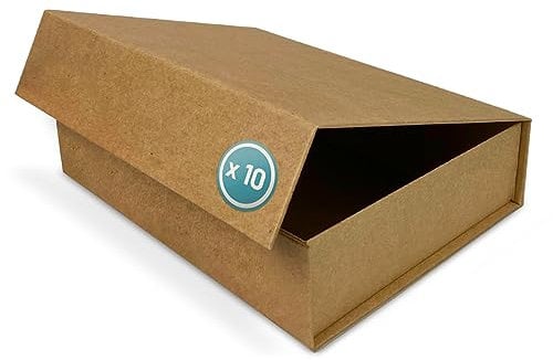 Verpackungswelt Geschenk-Box mit Deckel | 31 x 22 x 7 cm (10er Pack) | Geschenk-Karton mit Magnet-Verschluss | Perfekt für Geburtstag, Hochzeit, Weihnachten, Geburt | Geschenk-Verpackung in Braun