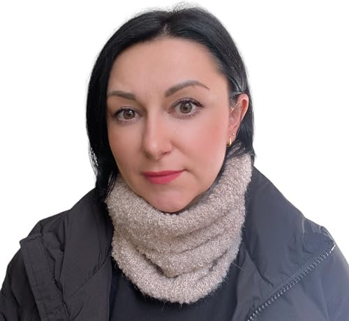 Damen Strick Loop Schal aus Alpaka handgestrickt, Ultragemütlicher Strickschal Snood Schlauchschal in zarten Farben (Beige)