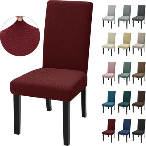 Ystyle Stuhlhussen 4er Set, Stretch Stuhlbezug, Universale Elastische Stuhlbezüge, Hussen Für Stühle, Chair Covers, Komfort-Stuhl Überzug, Geeignet Für Wohnzimmer, Esszimmer, Rot