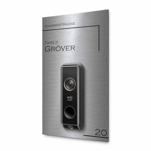 Hochwertiges Klingelschild für Eufy Dual Video Türklingel - personalisiertes Namensschild aus Edelstahl mit Gravur | hochwertiges Funkklingel Zubehör