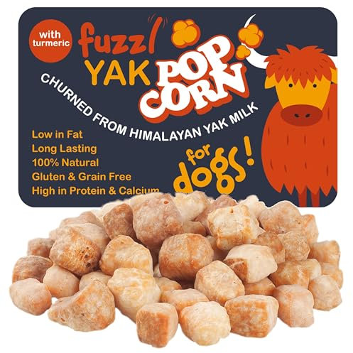 Fuzzl Natural Yak Chew Bites 120g Large Pack - Premium Dog Treats With Turmeric and Himalayan Yak Milk - Long Lasting Training Chews for Dogs - Healthy Dog Treats