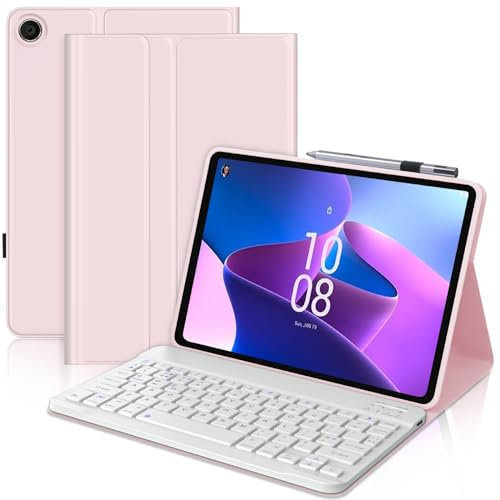 Keyboard Case for Lenovo Tab M10 (3rd Gen) 10.1, Wireless Detachable Bluetooth Keyboard with Protective Cover for Lenovo Tab M10 3rd Gen 10.1 Inch 2022 (TB-328FU/TB-328XU) Tablet, Pink