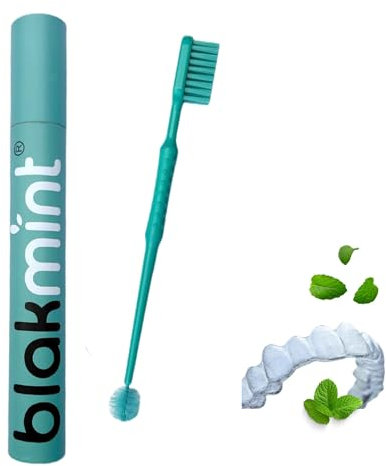 Retainer Cleaning Brush & Transport Case - Cleans Aligners and Retainers Anywhere. Dual Brush Head Technology, Penetrates Every Nook & Cranny