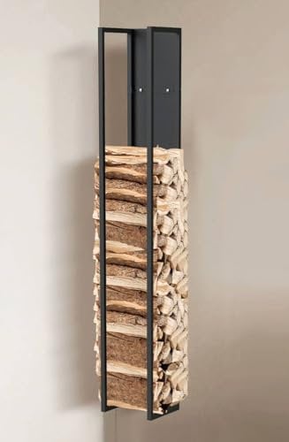DanDiBo Kaminholzregal Innen Metall Schwarz Kaminholzständer mit Rückwand an der Wand Hängend Holzkorb Kaminholzhalter Holzregal (Höhe 160 cm)