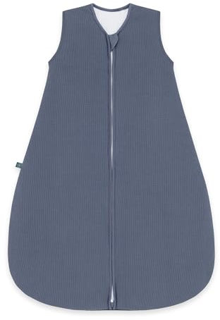 emma & noah Baby Schlafsack 2.5 TOG, Strampelsack für den Herbst und Winter in vielen Farben, Bio-Baumwolle, Oeko-TEX Zertifiziert, Schlafsack für Neugeborene (Essential Blau, 90 cm)