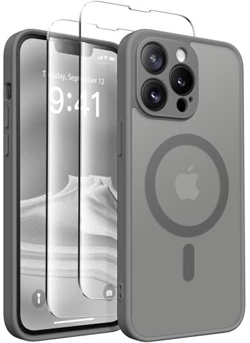 CAPRARO Magnetic for iPhone 13 Pro Max Case, [Compatible with MagSafe] [Full Camera Protection] [13FT Drop Protection] Shockproof Protective Slim Translucent Matte Phone Case, Deep Grey