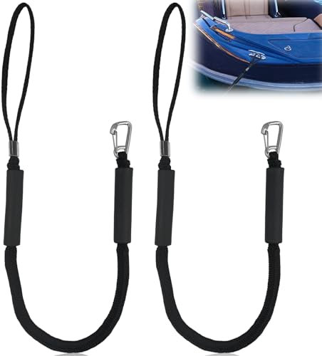 Lot de 2 cordes d'amarrage de bateau - Accessoires de bateau - Corde d'amarrage avec œillet et crochet - Corde d'amarrage - Accessoires d'ancrage pour bateaux, kayak, jetski, pontoon, canoë, 10,2 m -