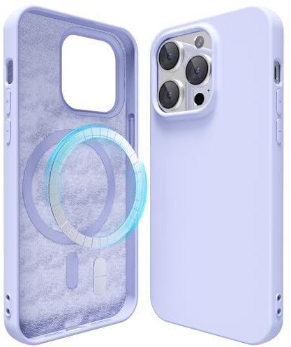 oakxco Silicone Case for iPhone 13 Pro Compatible with Magsafe Magnetic Wireless Charging, Slim Thin Soft Rubber Gel with Magnet, Matte TPU Mag Cover for Women Men, Purple Lavender