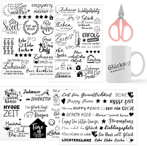 5 Pezzi Trasferibili per Mobili Adesivo, DIY Transfer per Mobili Adesivo Decorazione, Rub On Adesivo Trasferimenti con 1 Le Forbici, per Mobili Vetro e Legno Decorazione La Casa