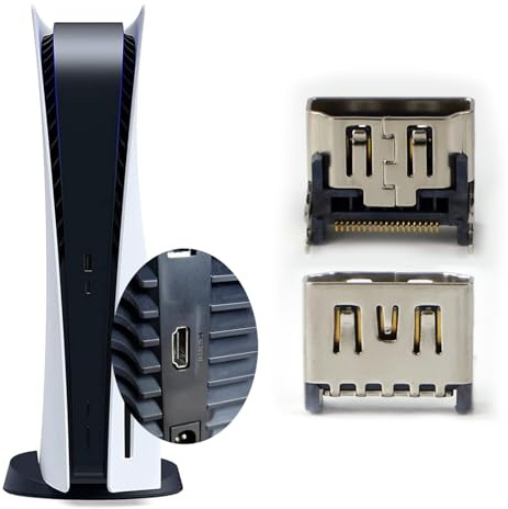 MYPUQIAO 2 Packs HDMI Port Replacement for Sony PS5 Playstation 5 Console Display Socket Interface Jack Connector Repair Tool Kit with T6, T8H, PH0(+3.0) Screwdriver, Metal Tweezers, Pry Tools,Brush,