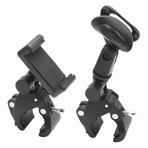 APOMOONS Mic Stand Phone Holder Clip 180° Rotation Flexible Microphone Arm Mount Clamp for all Handheld Transmitters Microphone Holder, Bike Cellphone Holder for Live Broadcast, Recording, Riding