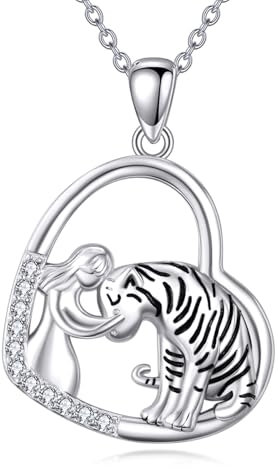 VENACOLY Tiger Halskette 925 Sterling Silber Tiger Anhänger Schmuck Geschenke für Frauen Tiger Liebhaber