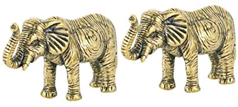 TOPBATHY 2st Elefantenornament Aus Messing Retro-tierstatue Elefanten-sammelgeschenk Glücks-Elefanten-Statue Elefantendekorationen Stier-Statue Glückliche Elefantenstatue Golden