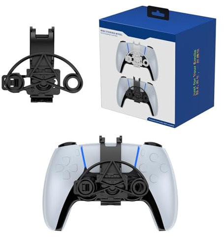 LiLiTok Mini-Lenkrad für PS5 Game Controller, 3D-Druck Mini-Lenkrad Ersatz Zubehör für Playstation 5 Gaming-Controller Zubehör (Schwarz)
