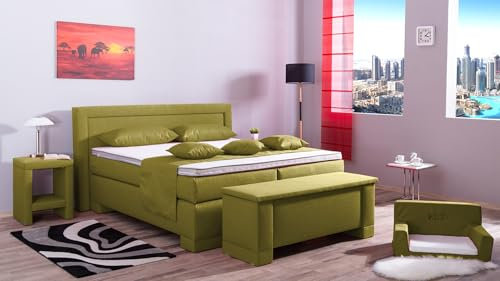 Boxspringbett Rico 240x220, W-Bambus, 7-Zohnen Taschenfederkernmatratze, Komfortschaum - Inklusive Aufbau - Deutscher Hersteller